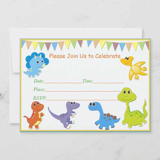 Dinosaur baby shower-inbjudan inbjudningar (Framsida)