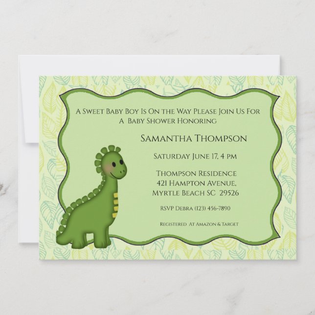 Dinosaur Baby Shower-inbjudan Inbjudningar (Framsida)