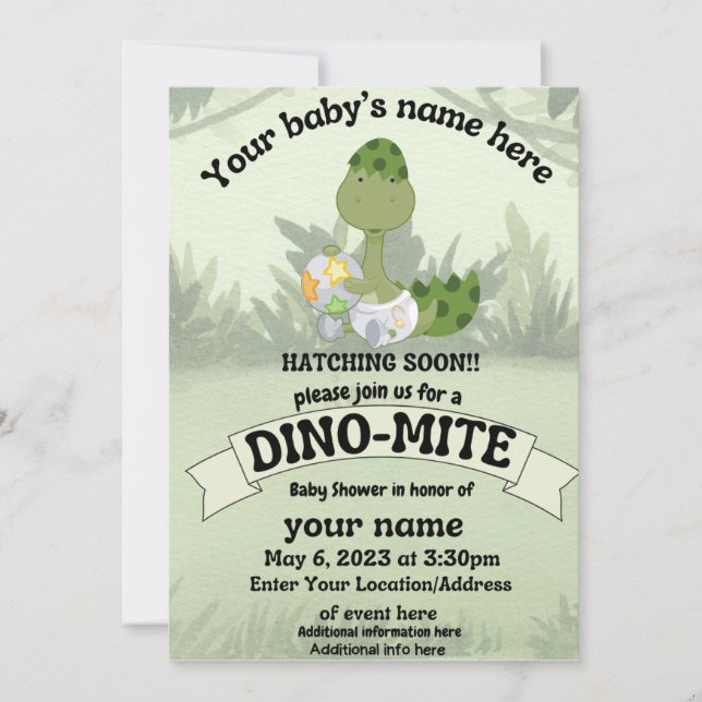 Dinosaur Baby Shower-inbjudan Inbjudningar (Framsida)