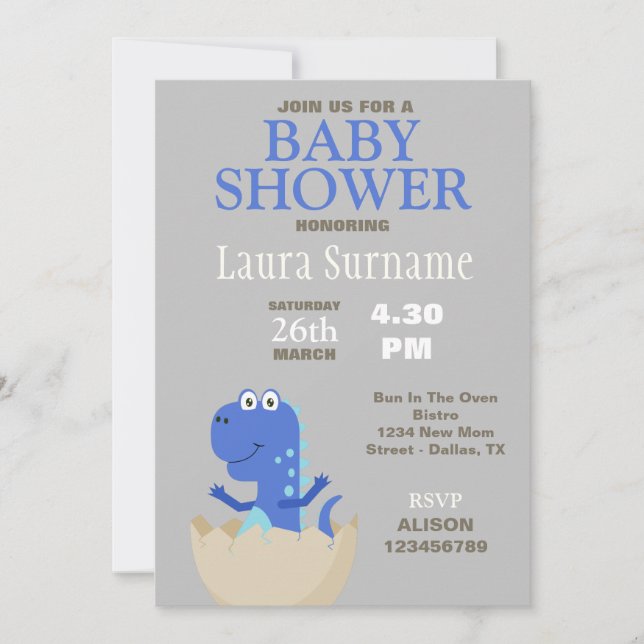 Dinosaur Baby Shower-inbjudan Inbjudningar (Framsida)