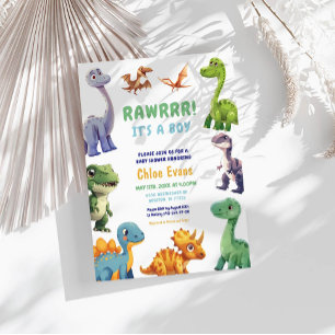 Dinosaur Baby Shower-inbjudan Inbjudningar