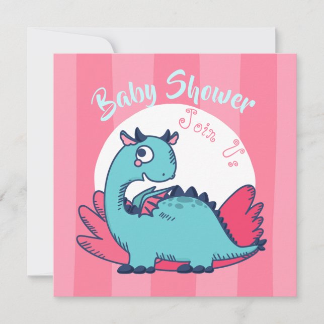 Dinosaur Baby Shower-inbjudan Julkort (Framsida)