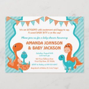 Dinosaur Baby Shower-inbjudan med kuvert Inbjudningar
