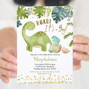 Dinosaur Baby Shower Inbjudan Roar