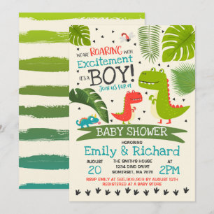 Dinosaur Baby Shower-inbjudan T-Rex Baby Shower Inbjudningar