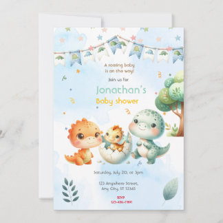 Dinosaur Baby Shower Inbjudningar