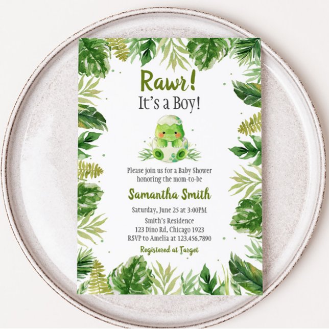 Dinosaur Baby Shower Inbjudningar (Baby Dino Jungle Baby Shower Invitation)