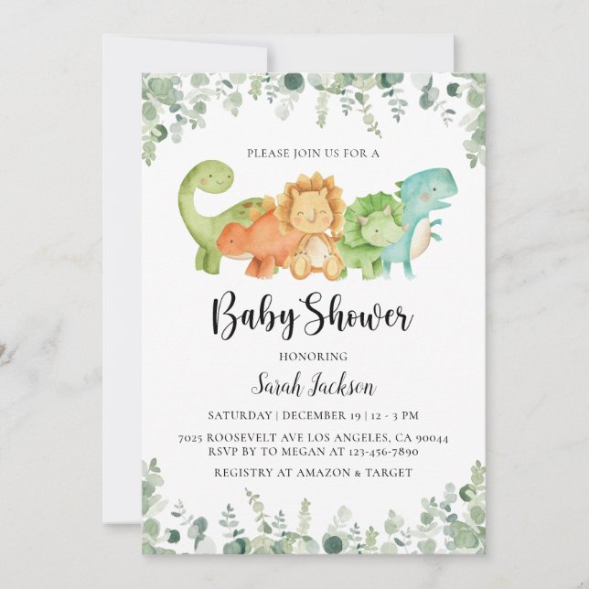 Dinosaur Baby Shower-inbjudningar Inbjudningar (Framsida)
