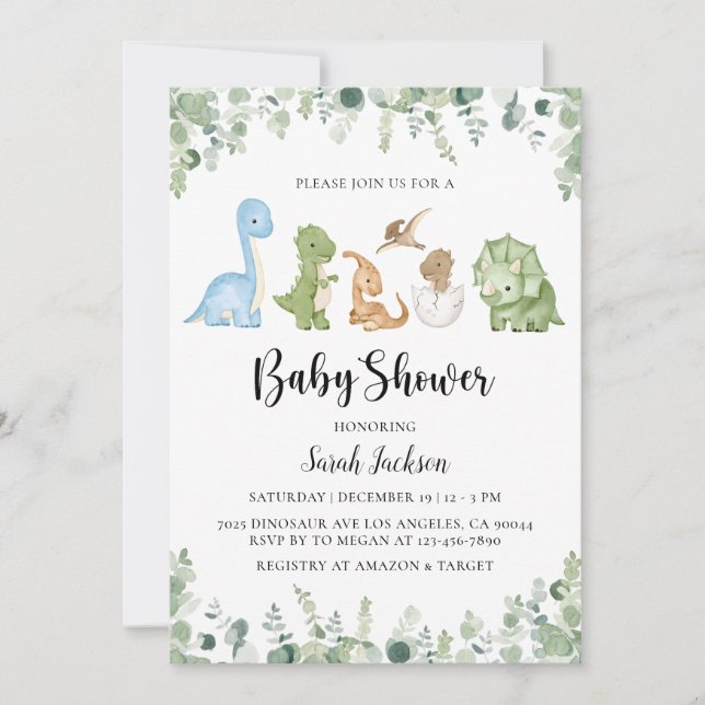 Dinosaur Baby Shower-inbjudningar Inbjudningar (Framsida)