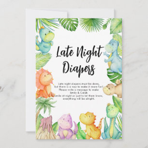 Dinosaur Baby Shower Late Night Diaper Card Inbjudningar