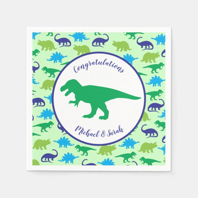 Dinosaur Baby Shower Pappersservett (Framsidan)