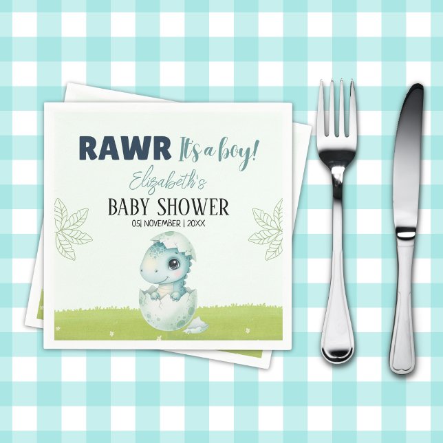 Dinosaur Baby Shower Party Napkins for Boy Pappersservett (Skapare uppladdad)