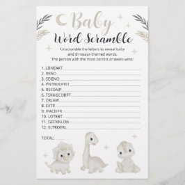 Dinosaur Baby Shower Spel Baby Ordkryss Kort