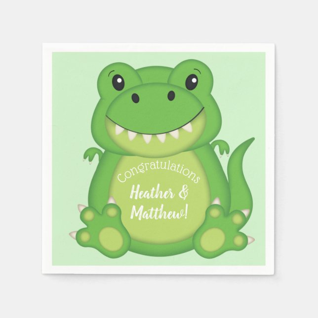 Dinosaur Baby Shower T-Rex Pappersservett (Framsidan)