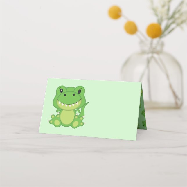 Dinosaur Baby Shower T-Rex Placeringskort (Framsida)