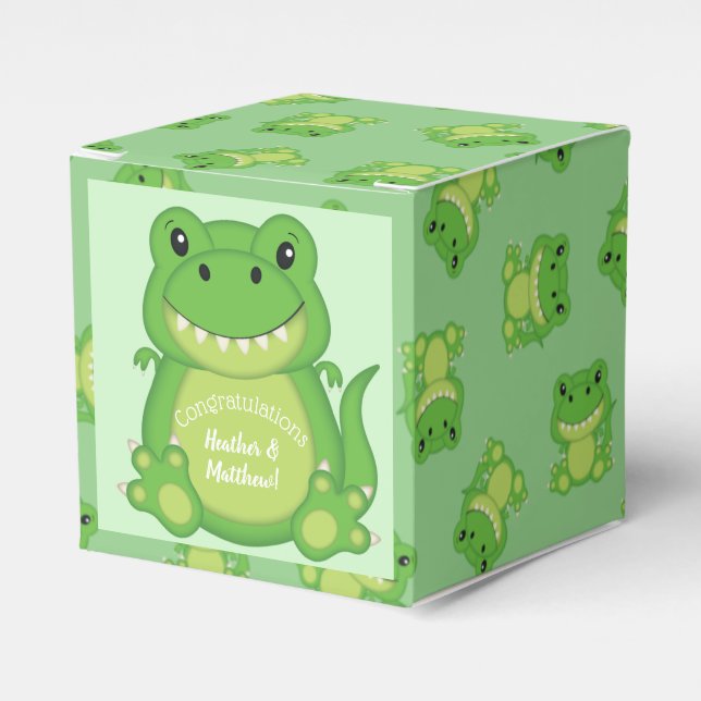 Dinosaur Baby Shower T-Rex Presentaskar (Framsidan Sidan)
