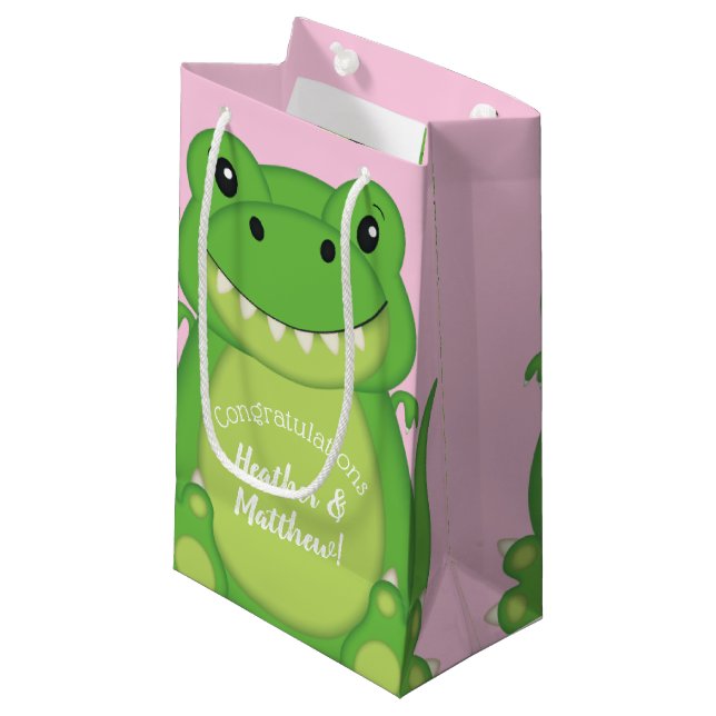 Dinosaur Baby Shower T-Rex Rosa Girl Girl (Framsidan Vinklad)