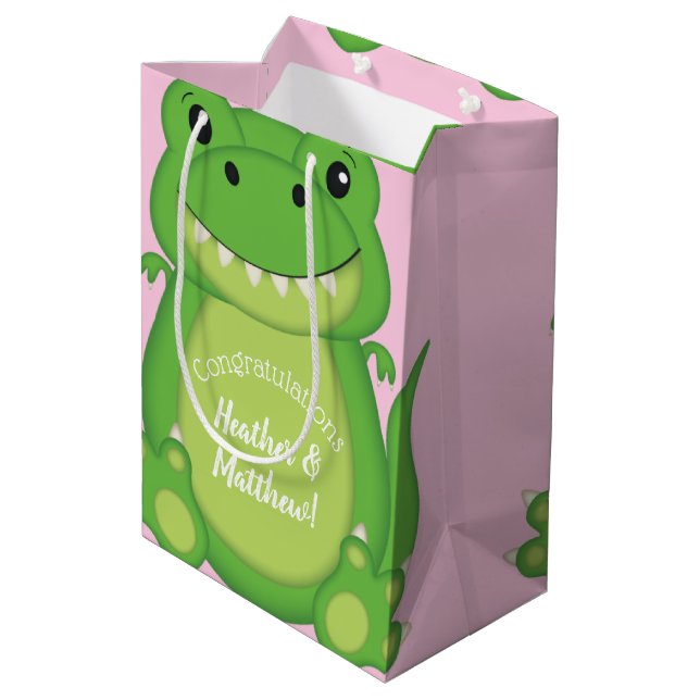 Dinosaur Baby Shower T-Rex Rosa Girl Girl (Baksidan Vinklad)