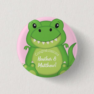 Dinosaur Baby Shower T-Rex Rosa Girl Girl Knapp