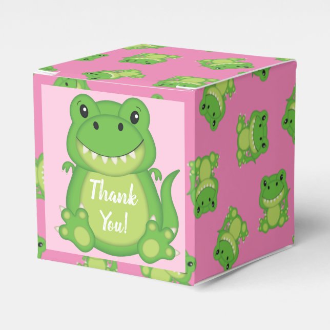 Dinosaur Baby Shower T-Rex Rosa Girl Girl Presentaskar (Framsidan Sidan)