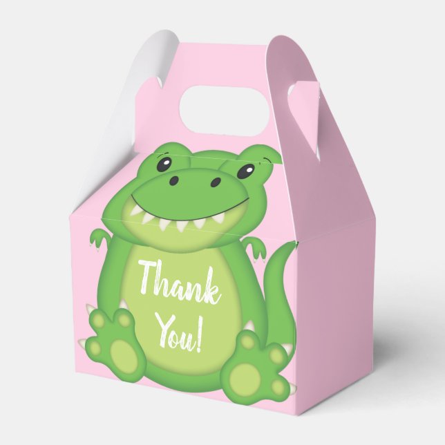 Dinosaur Baby Shower T-Rex Rosa Girl Girl Presentaskar (Framsidan Sidan)