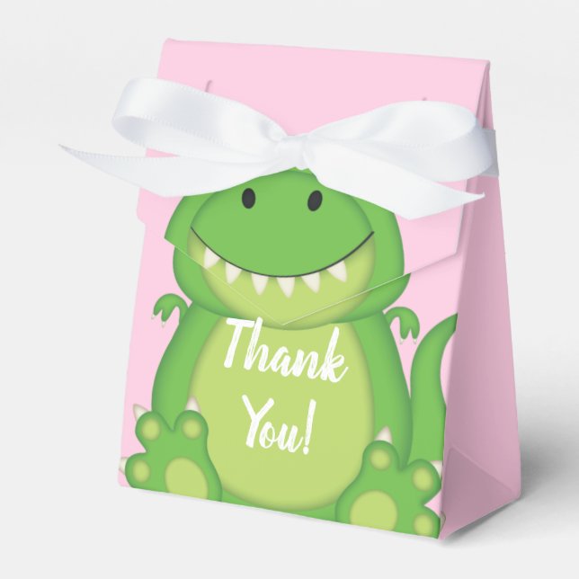 Dinosaur Baby Shower T-Rex Rosa Girl Girl Presentaskar (Framsidan Sidan)
