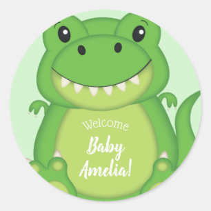 Dinosaur Baby Shower T-Rex Runt Klistermärke