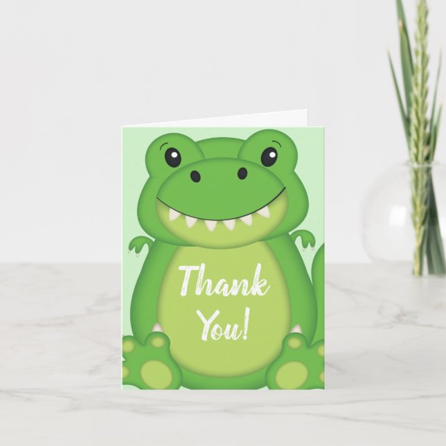Dinosaur Baby Shower T-Rex  Tack Kort (Framsida)