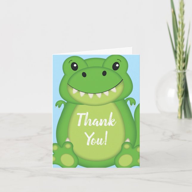Dinosaur Baby Shower T-Rex Tack Kort (Framsida)