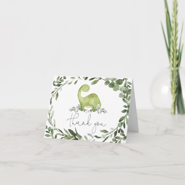 Dinosaur Baby Shower - tack för ditt kort (Framsida)