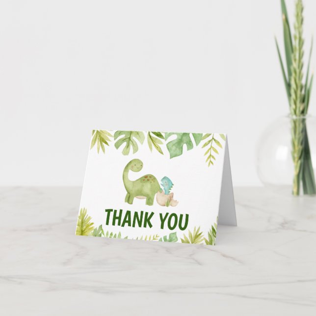 Dinosaur Baby Shower - tack för ditt kort (Framsida)