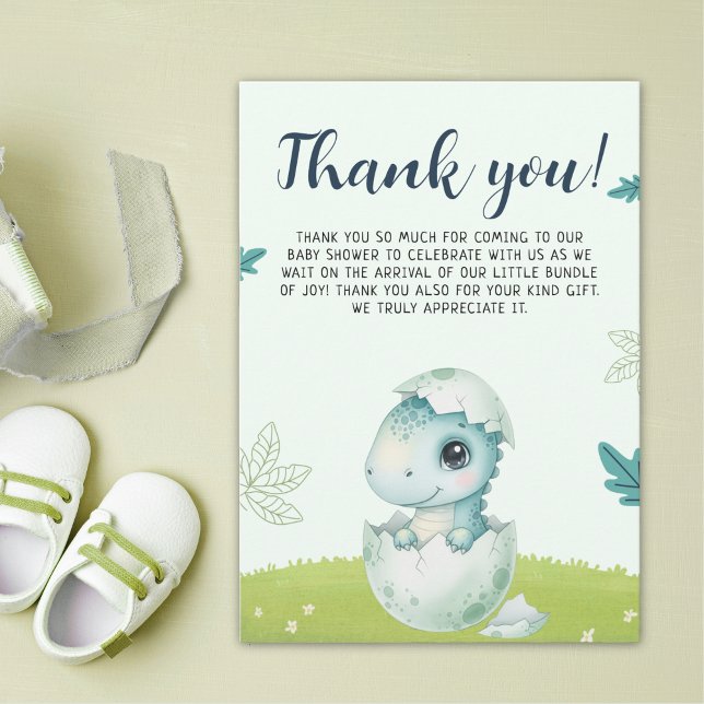 Dinosaur Baby Shower Thank You Card for Boy Tack Kort (Skapare uppladdad)