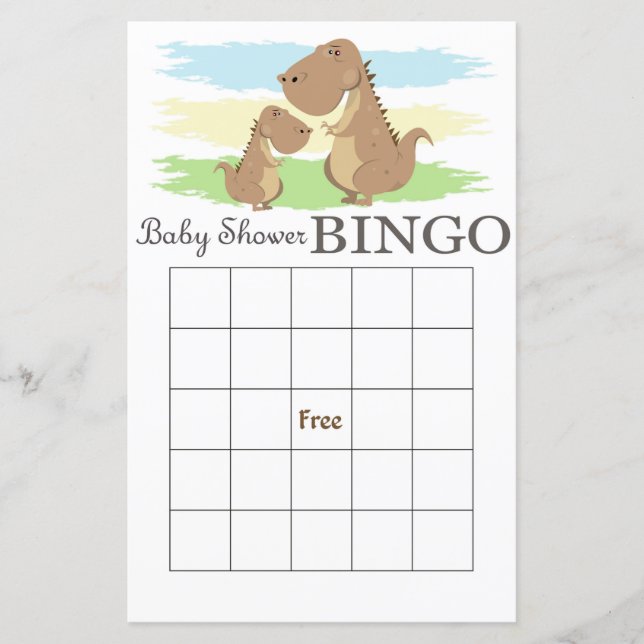 Dinosaur babyduschbingo-kort,Dinosaur bingo (Framsida)