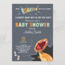 Dinosaur Babyduschinbjudan Dino Pojke Blue