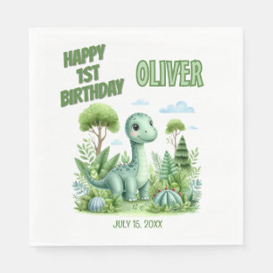 Dinosaur Baby's 1-årsdag Pappersservett