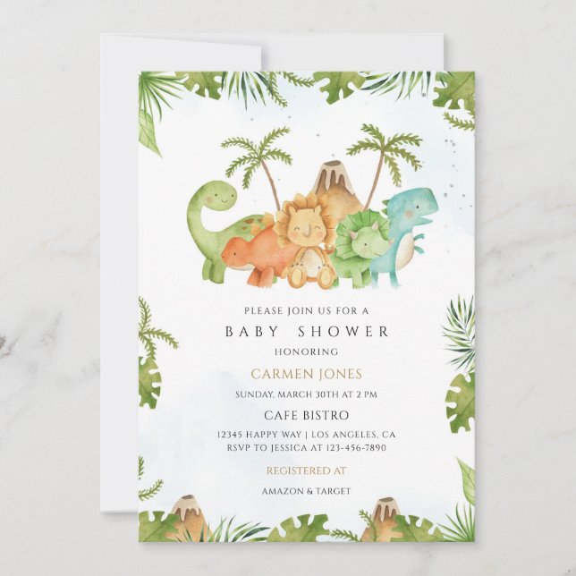 Dinosaur Babyshower Dino Design Inbjudningar (Framsida)