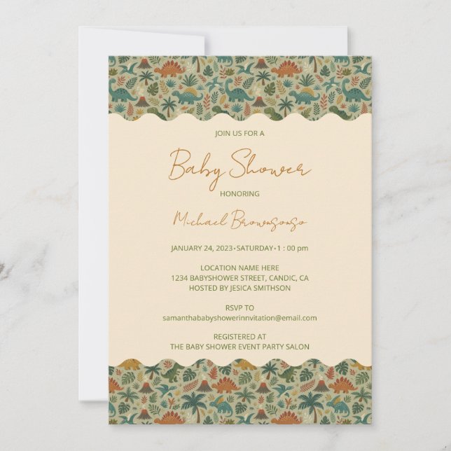 Dinosaur Babyshower Inbjudningar (Framsida)