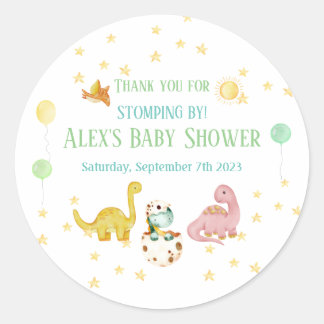 Dinosaur Babyshower Runt Klistermärke