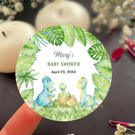 Dinosaur Babyshower  Runt Klistermärke