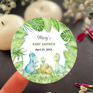 Dinosaur Babyshower Runt Klistermärke