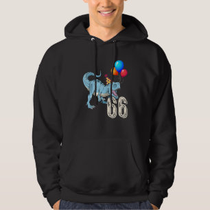 Dinosaur Balloon Rex 66:e födelsedagen Kid Boy Fu Hoodie