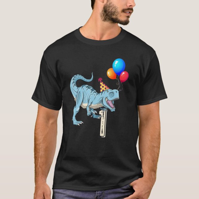 Dinosaur Balloon T Rex 1:a födelsedagen Kid Boy Gi Shirt (Framsida)