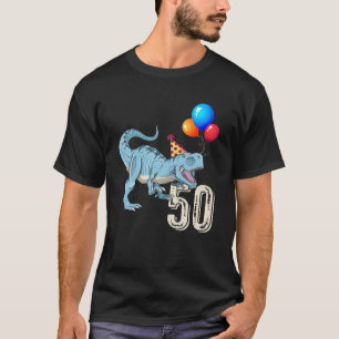 Dinosaur Balloon T Rex 50th Birthday Kid Boy Girl T Shirt