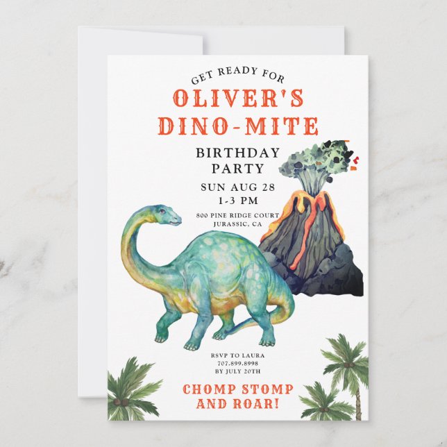 Dinosaur Barn Birthday-inbjudan Inbjudningar (Framsida)