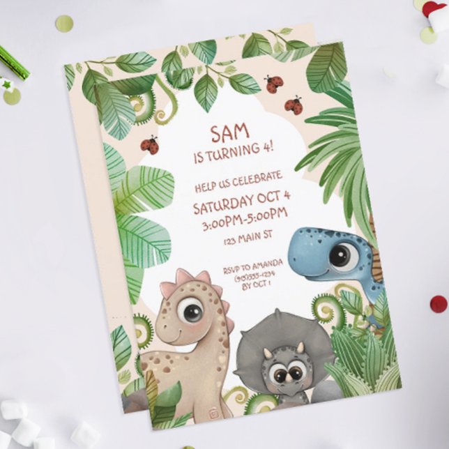 Dinosaur Barn Dagis Dino Inbjudningar (Dinosaur Birthday Party Invitation)