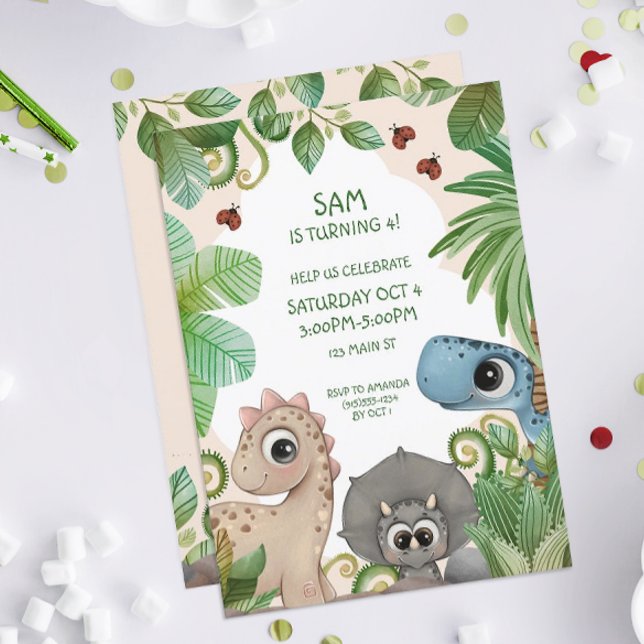 Dinosaur Barn Dinosaur Födelsedag Inbjudningar (Dinosaur Birthday Party Invitations)