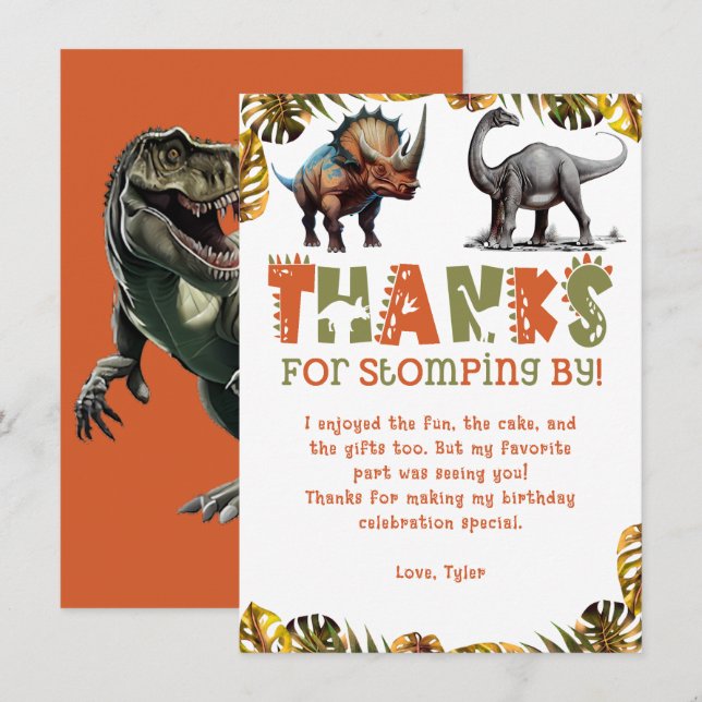 Dinosaur Barn Kalas Dino Tack Kort (Fram/baksida)