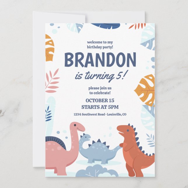 Dinosaur Barn Kalas Inbjudan, Utskrivbar Inbjudan (Framsida)