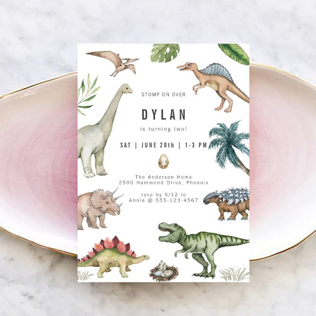 Dinosaur Barnkalas Inbjudan (Skapare uppladdad)