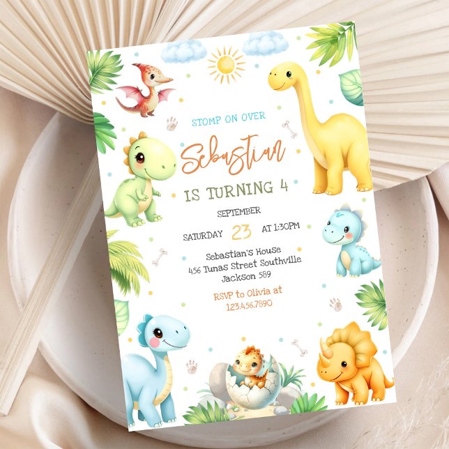 Dinosaur Barnkalas Inbjudan (Skapare uppladdad)